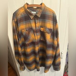 Columbia men’s 2x orange & blue Plaid Button-Up flannel Shirt